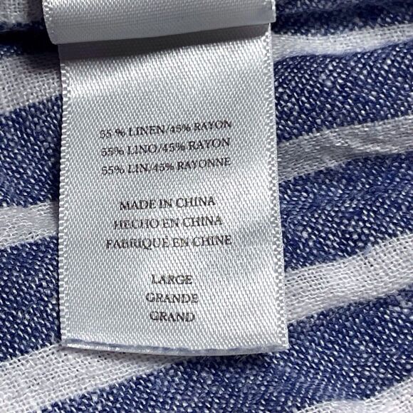 Rails Angelina Striped Smocked Tunic Dress Blue White Linen Blend Size Large - Picture 13 of 16